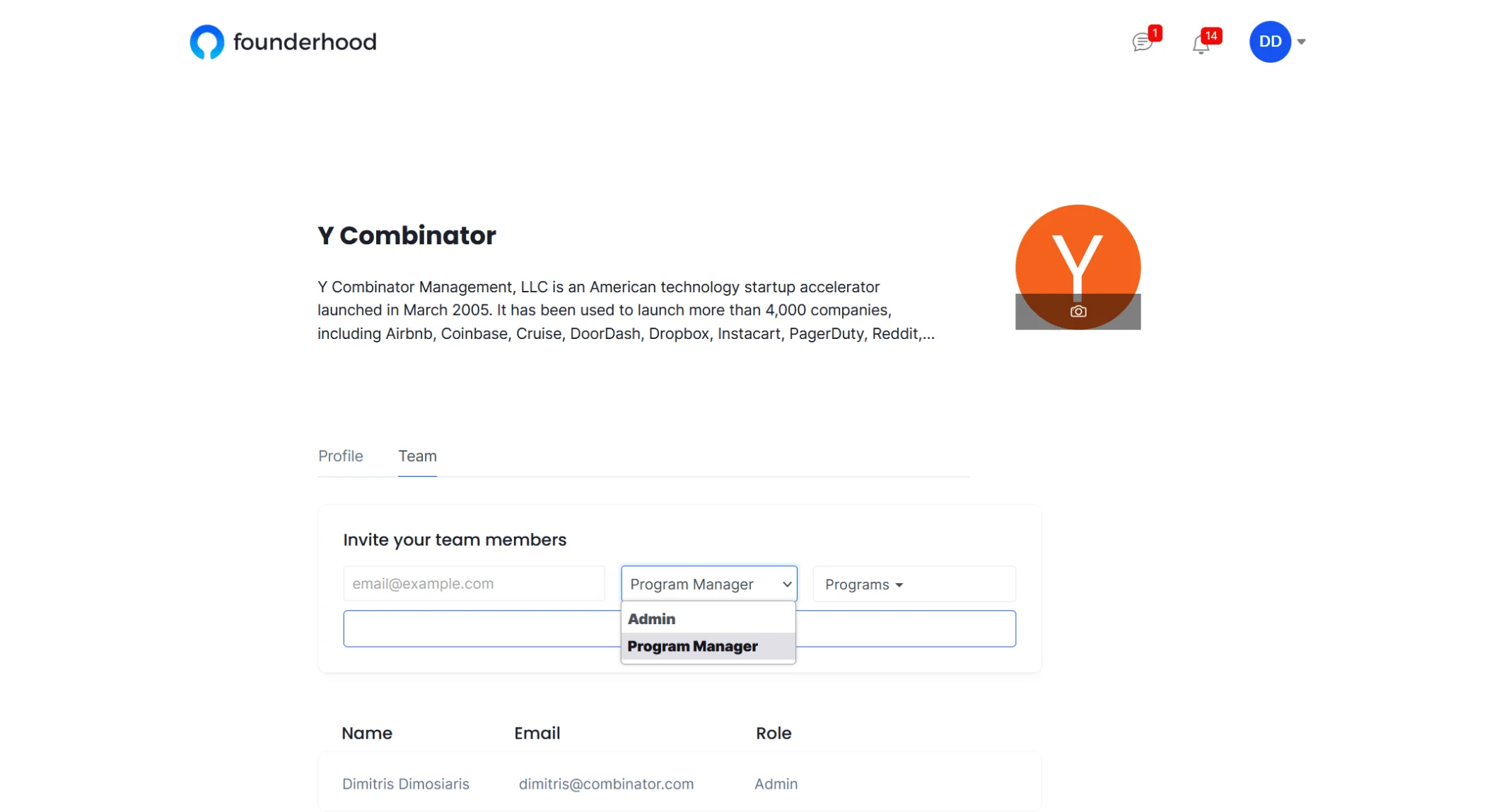 Assign different roles to your team members with Founderhood image