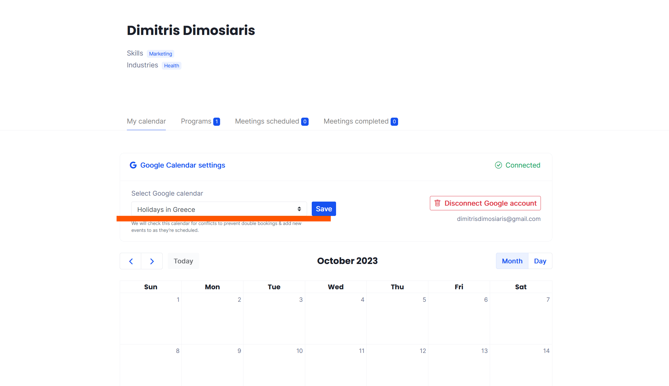 Select a specific Google Calendar to be synced with Founderhood image