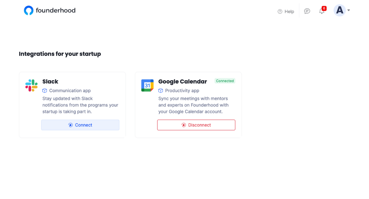 Startup Google Calendar account synced with Founderhood image